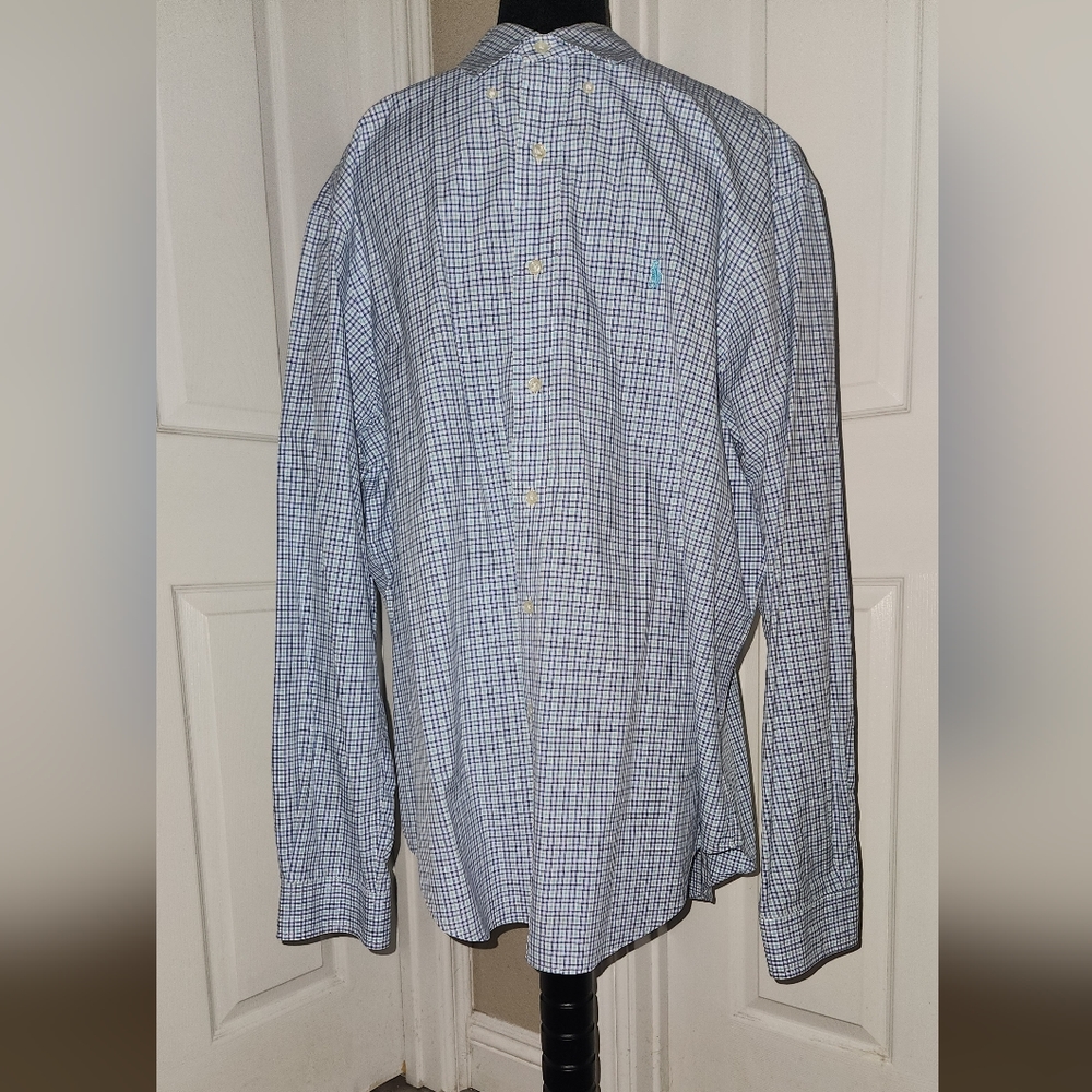 Ralph Lauren Men's classic fit shirt size XL Plaid White/green/blue
